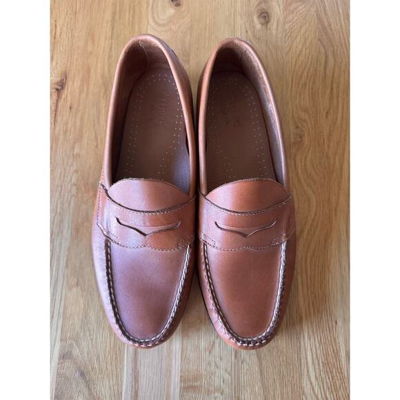 G.H. Bass Weejuns Men's Logan Flat Strap Leather Penny Loafer Tan Size 10 - Picture 5 of 14